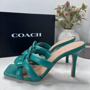 Coach Kellie Leather Puffy Stiletto Sandals Bright Green Women's 11B Tried On